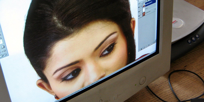 a woman's face being edited in photoshop