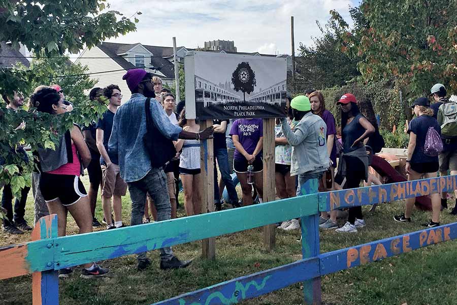 environmental studies students visit north philadelphia peace park