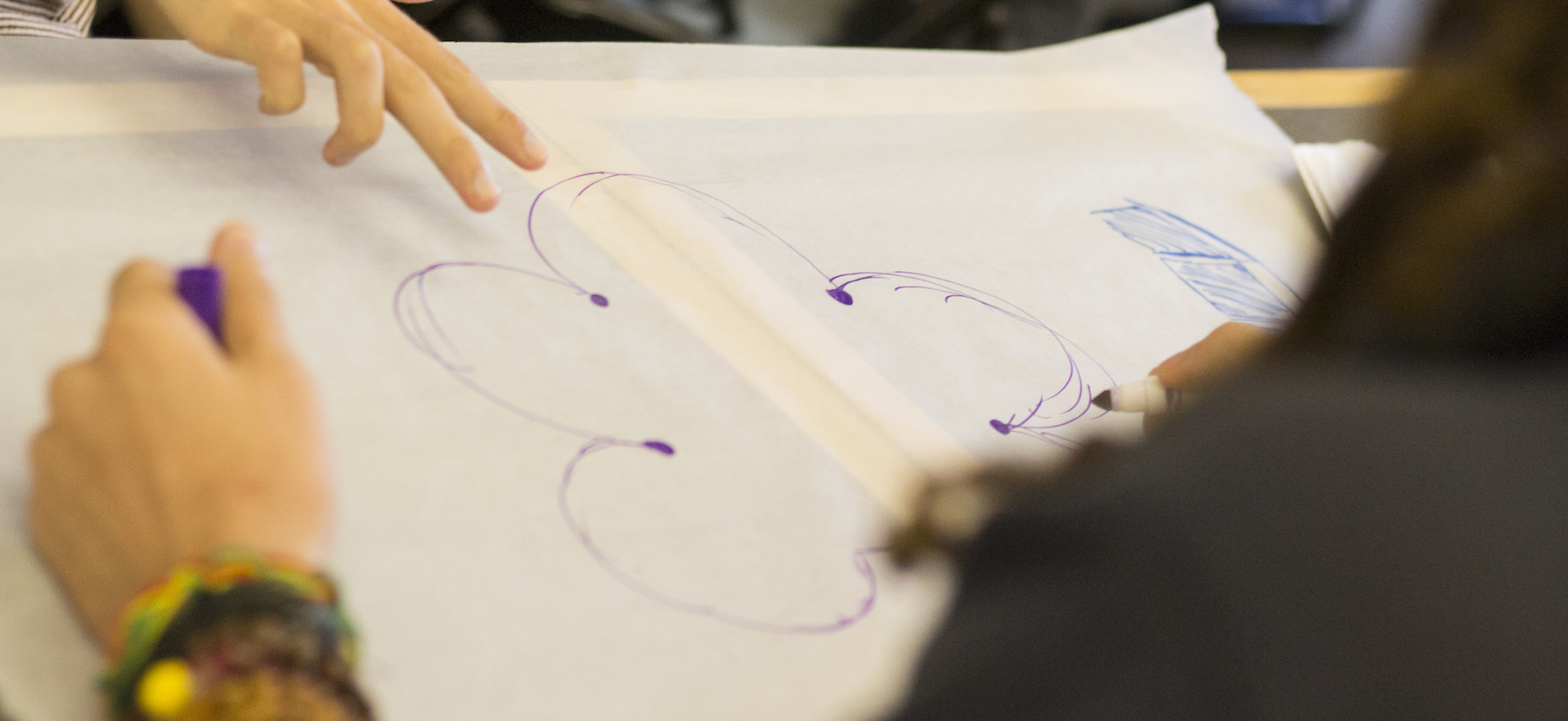 Students participant in an in-class drawing exercise