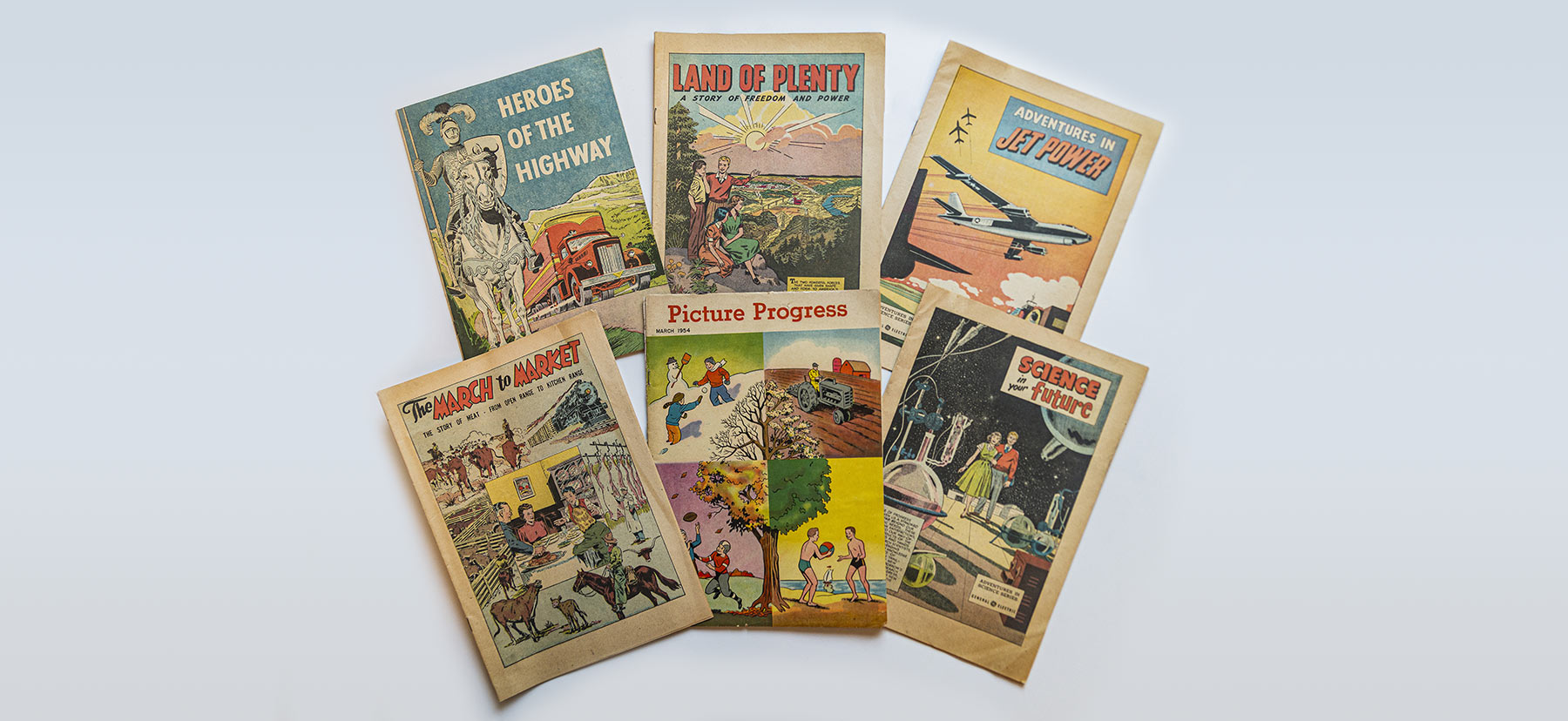 A collection of promotional and educational comic books