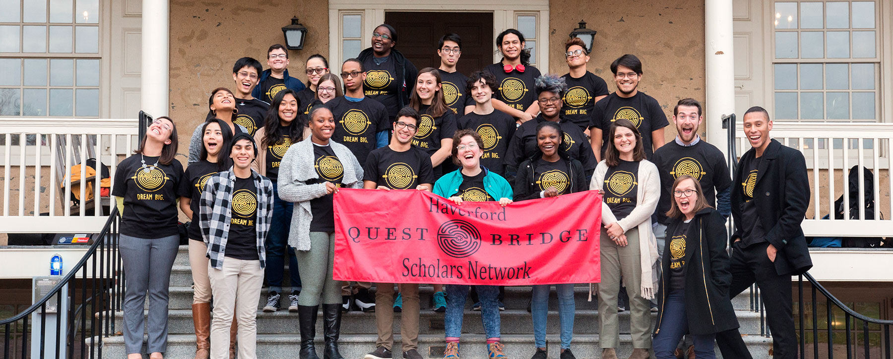 QuestBridge students pose with the Admission staff