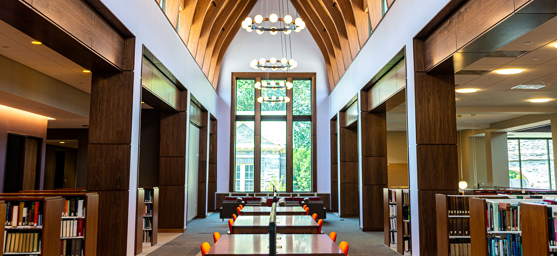 The soaring ceilings and light-filled rooms of Lutnick Library