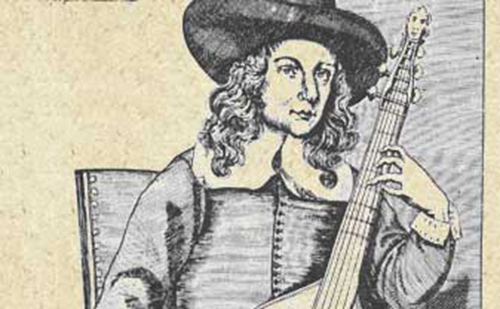 Drawing of Quaker playing the upright bass