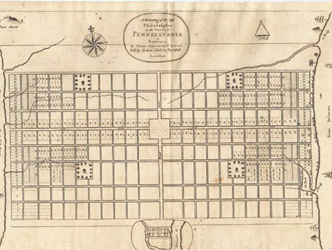 Hand drawn map of Philadelphia neighborhood