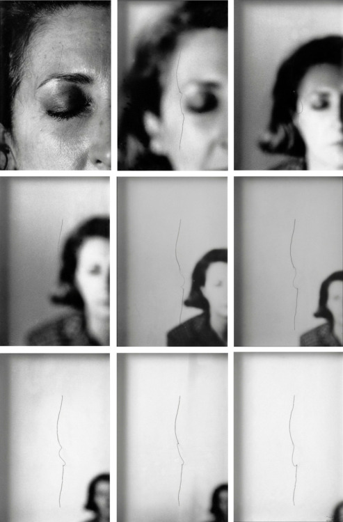 series of photos of a woman's face progressively losing focus