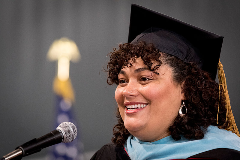 Raquel in Commencement regalia