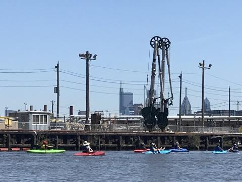 Haverford students kayak on the Lower Schuylkill.