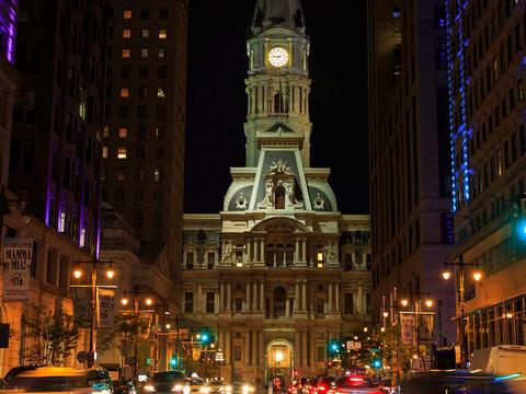 Broad Street in Philly at night