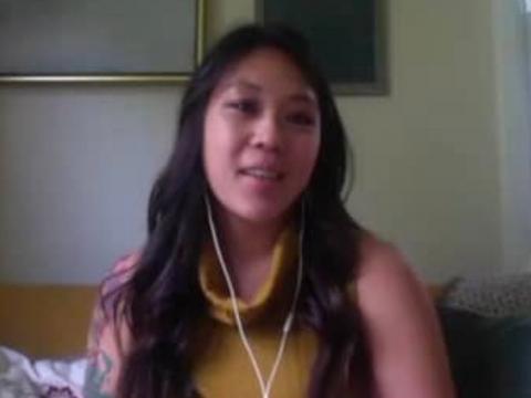 Woman speaks about mental health via video