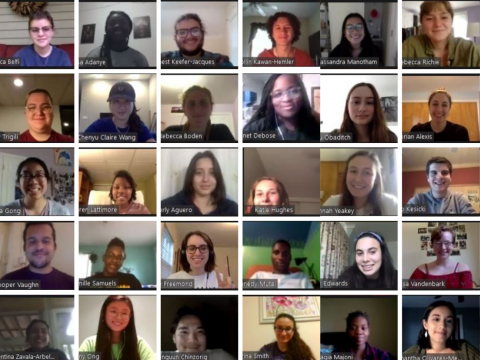 A Zoom grid of 50 student faces. These are 50 of the 60 CPGC summer interns.
