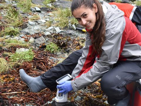 Alexandra Morrison takes samples in Alaska