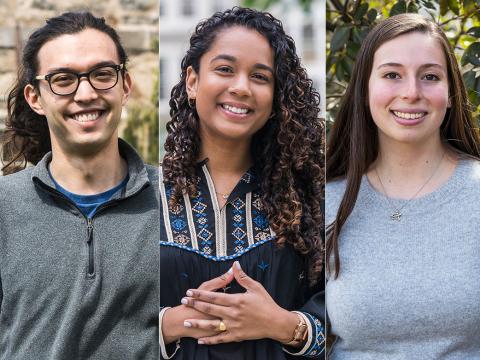 Headshots of the five Fulbright Scholars from the Class of 2019