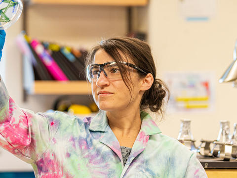Lou Charkoudian in her lab