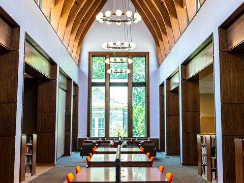 The soaring ceilings and light-filled rooms of Lutnick Library