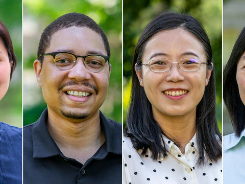 headshots of four new faculty members