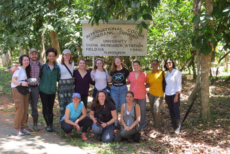 Professor Wilson's 2018 field study class at the Cocoa Research Centre in Trinidad.