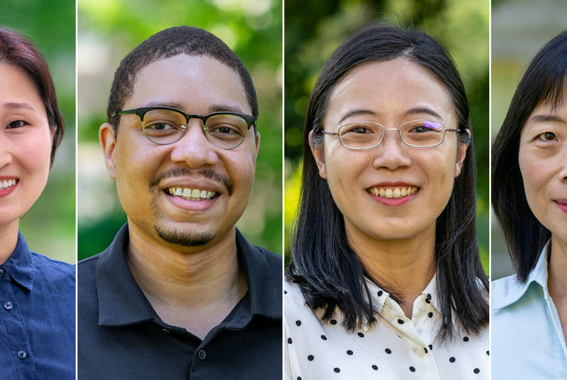 headshots of four new faculty members