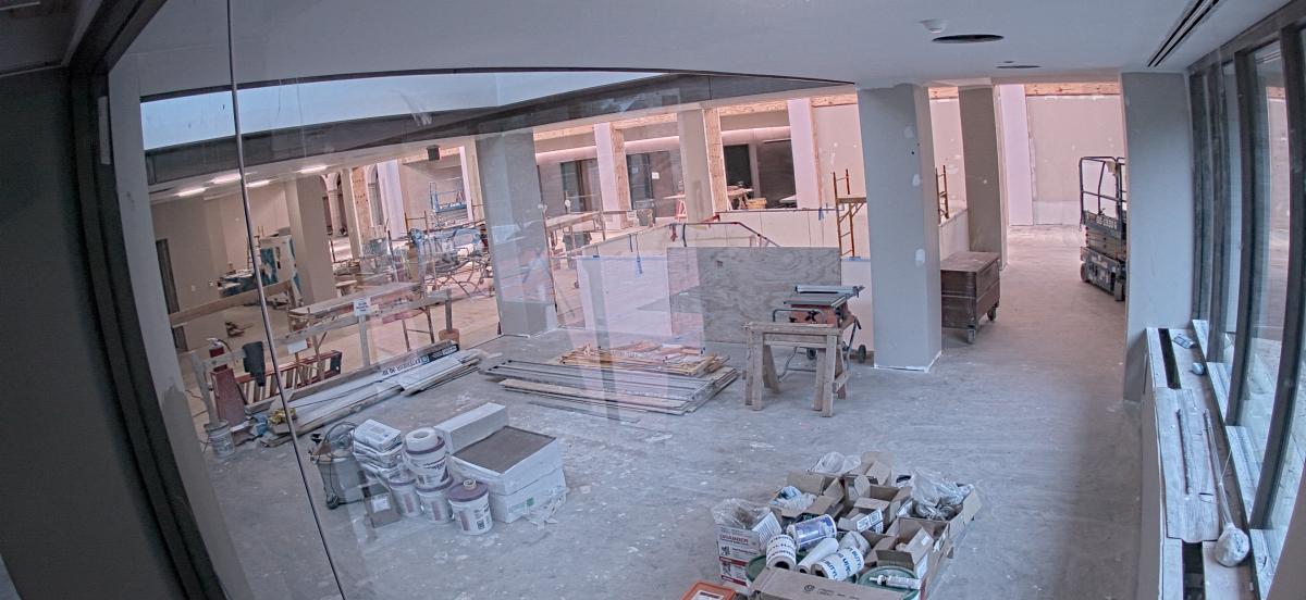 Interior of the library under construction.