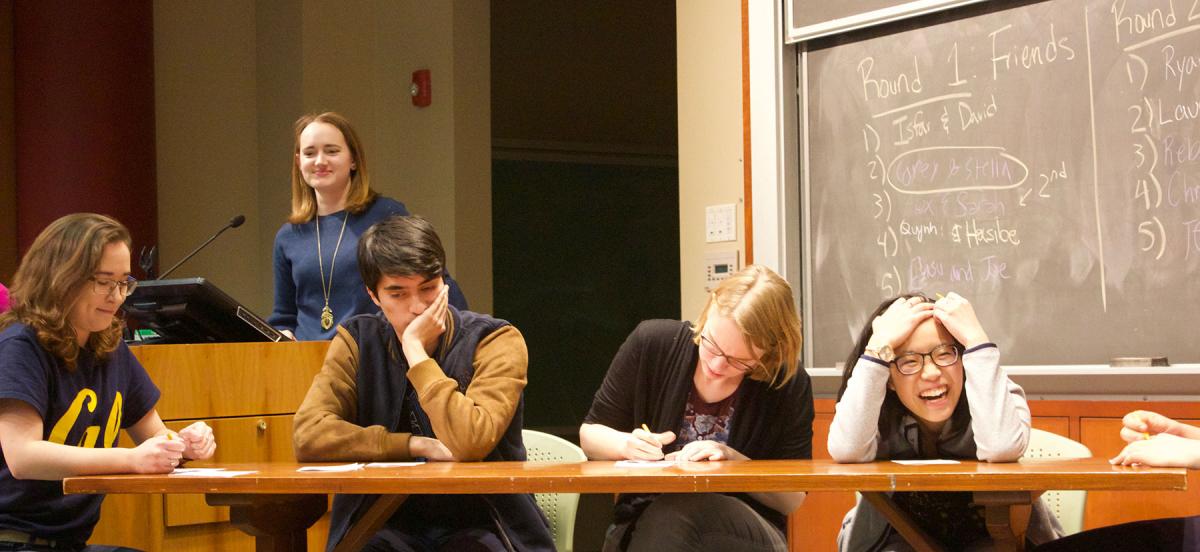 Students play a round of The Dating Game