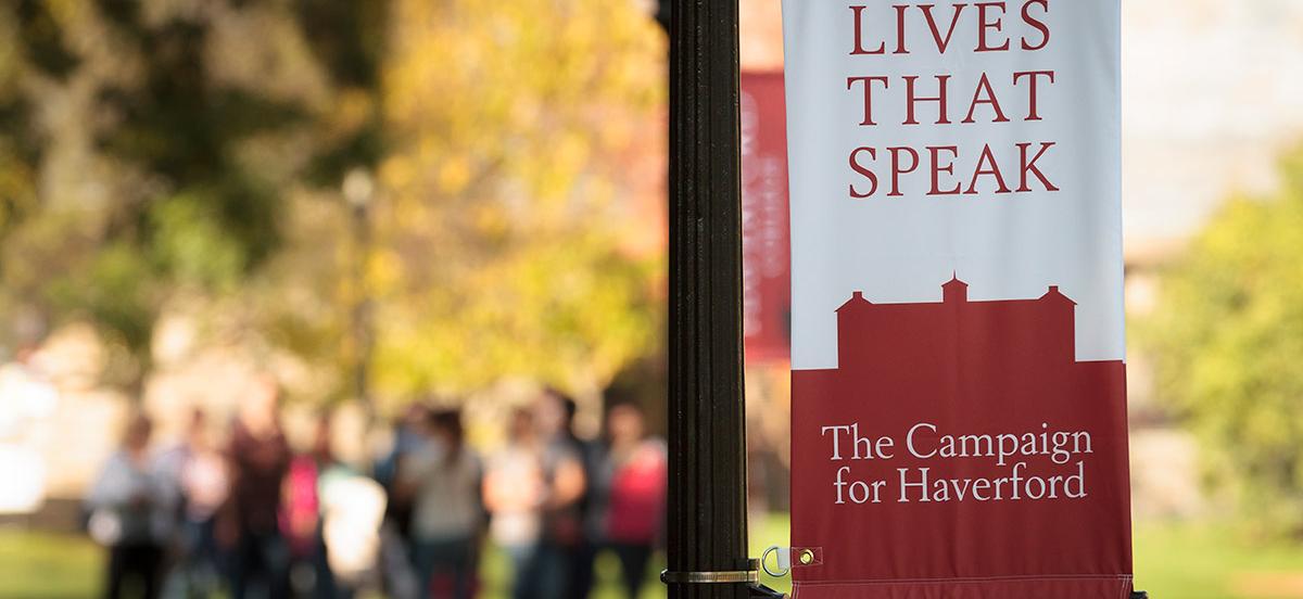 Lives That Speak banner with fall campus in background