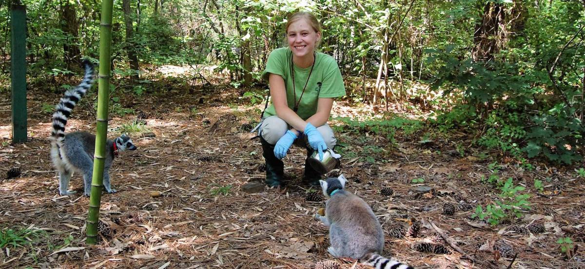 Claire Burdick '19 hanging out with lemurs in Madagascar