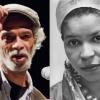 A color headshot of Gil Scott-Heron on the left and a black-and-white headshot of Ntozake Shange on the right. 